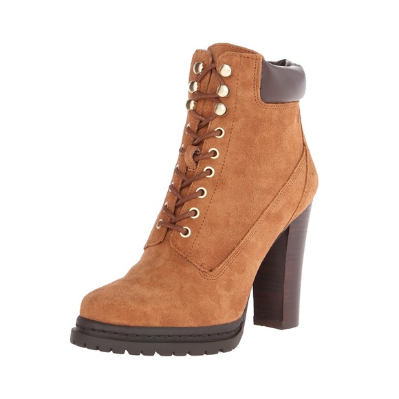 BCBG Maude Brown Suede Lace Up Heeled Booties - Picture 2 of 9